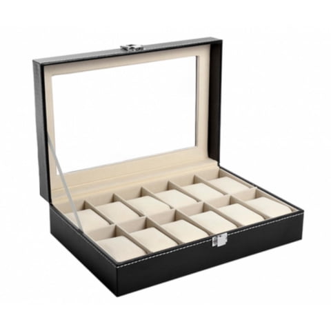 Importclick - Organizador Reloj Deluxe 12 Relojes 100% Cuero Natural