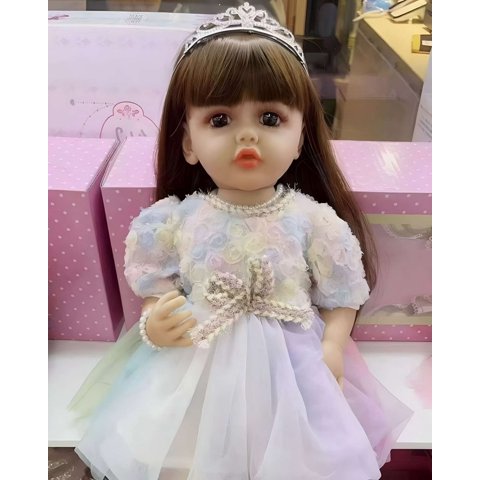 Genérico - Muñeca Realista Bebé De 55 Cm 100% Silicon Con Vestido Y Accesorios