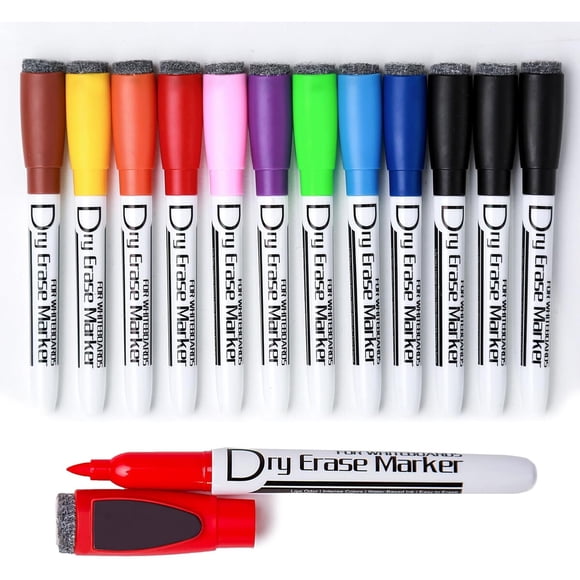 Volcanics Marcadores para pizarra magnéticos, punta fina de 1 mm, 10 colores
