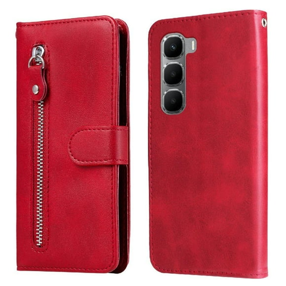 Funda con Cremallera para Infinix Hot 60i 4G, Carcasa Cartera de Cuero PU con Soporte y Tarjetero