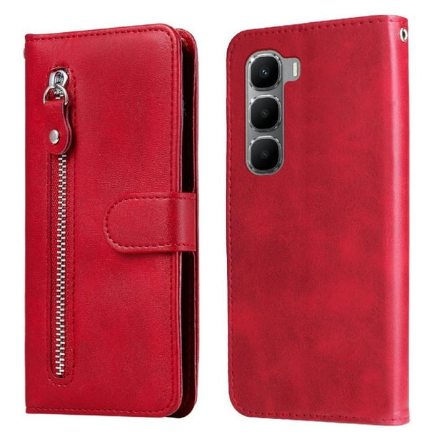 Funda con Cremallera para Infinix Hot 60i 4G, Carcasa Cartera de Cuero PU con Soporte y Tarjetero