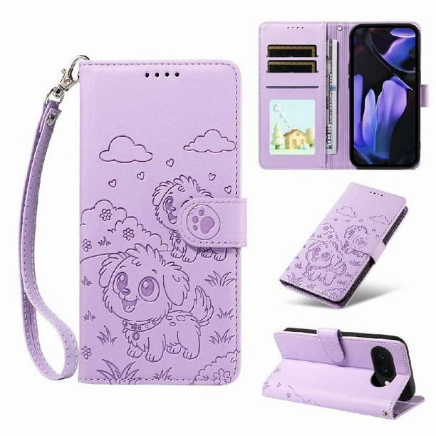 Funda Billetera FOXDOCK Compatible con Google Pixel 9A, Diseño Perrito Tierno, Ranuras para Tarjetas y Soporte Plegable