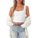 thumbnail image 1 of INSPIRE CHIC Camiseta de Mujer de Jersey con Encaje de Punto Acanalado en U para Pijama, Tops Suaves sin Mangas, Camiseta de Tirantes para Estar en Casa y Dormir M Blanco, 1 of 6