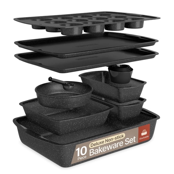 Juego de utensilios para hornear Bakken-Swiss Grey Marble, 10 piezas, antiadherentes