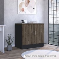 Tuhome - Buffet Office 2 Puertas Negro Y Coñac 75X80X48,5 Cm