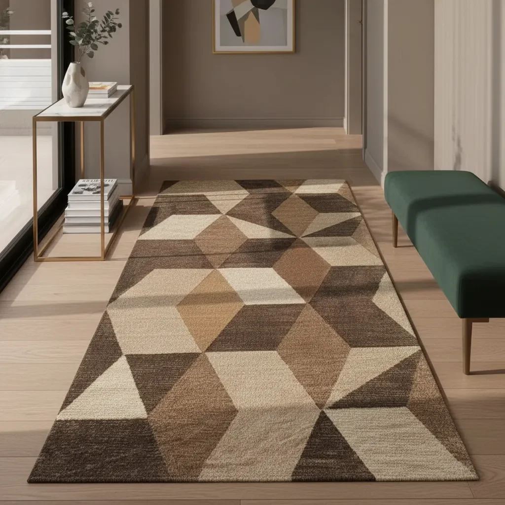 Casadeliacl - Alfombra Pasillera 3d Decorativa W.m G Moderna 1.8 M 60 Cm Cuadro Cafe Claro