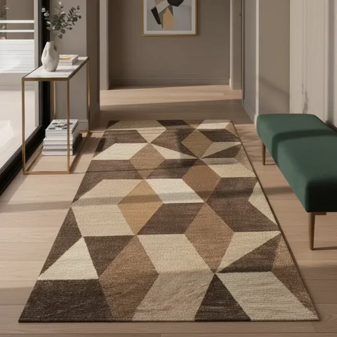 Casadeliacl - Alfombra Pasillera 3D Decorativa W.M G Moderna 1.8 M 60 Cm Cuadro Cafe Claro