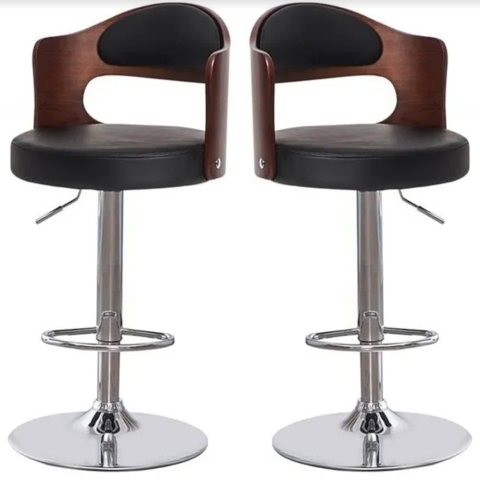 Artihogar - Pack 2 Sillas Bar Taburete Madera Ecocuero Boscco