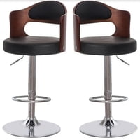 Artihogar - Pack 2 Sillas Bar Taburete Madera Ecocuero Boscco