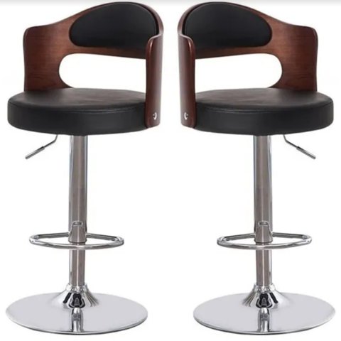 Artihogar - Pack 2 Sillas Bar Taburete Madera Ecocuero Boscco