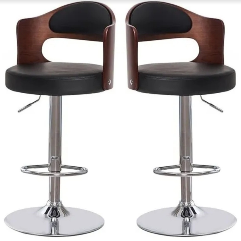 Artihogar - Pack 2 Sillas Bar Taburete Madera Ecocuero Boscco