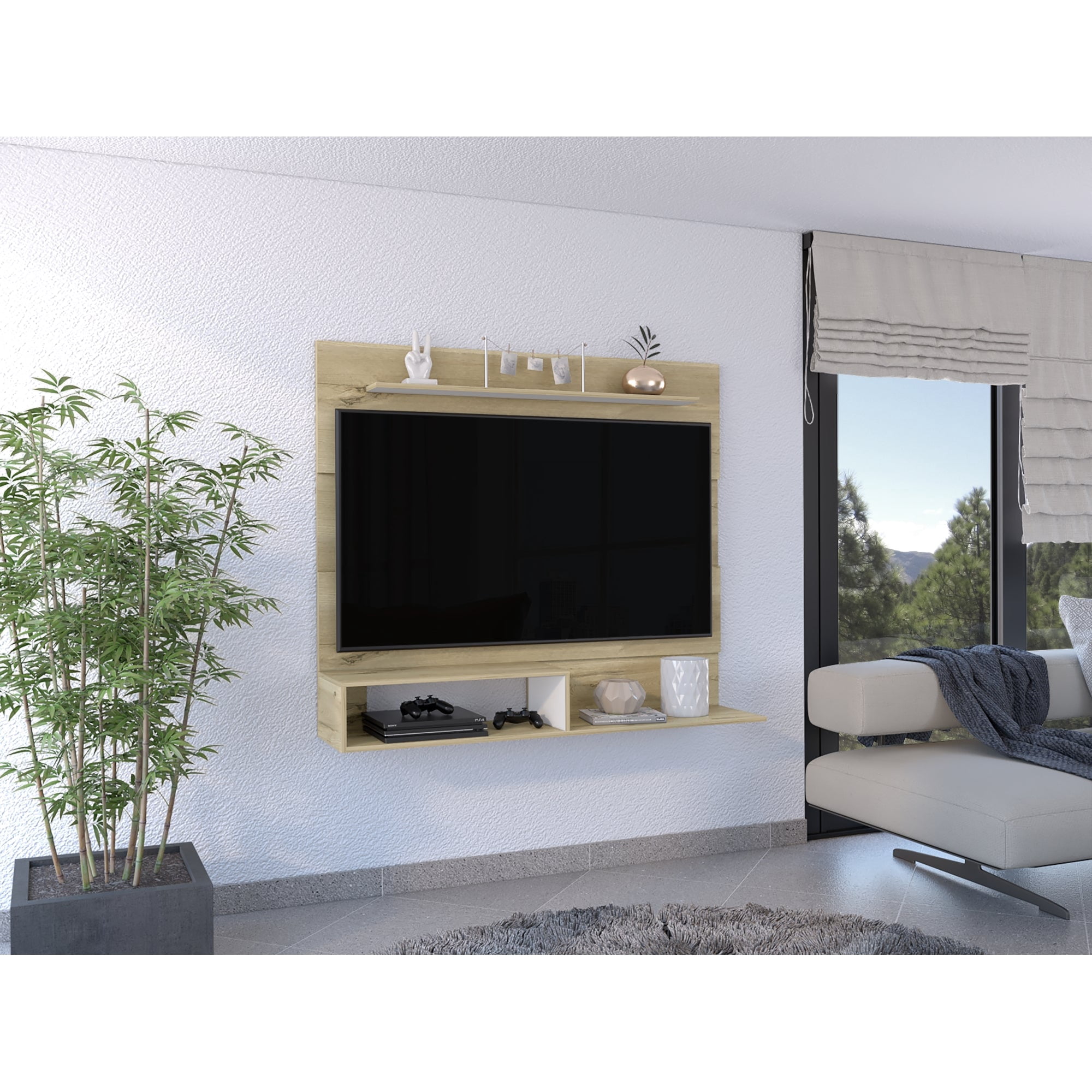 Tuhome - Panel Tv 55" Beijing 120x140x31,5 Cm Duna Y Blanco