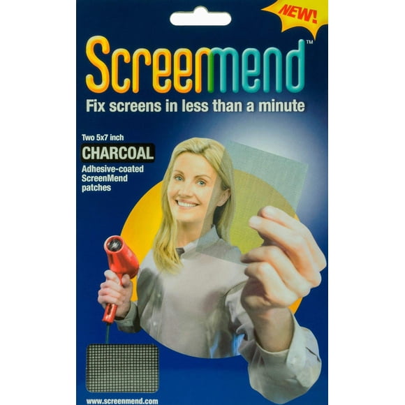 Parche de reparación de pantalla Screenmend, 13 x 18 cm, color carbón, 2 unidades