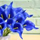 thumbnail image 3 of Xiao Hua 20 Pzas Flor de Loto de Seda con Herradura artificial, 13.8 Pulgadas, Adecuada para Decoración de Mesa de Cocina Del Hogar, Boda, Azul, 3 of 4