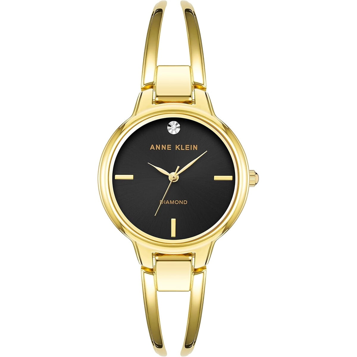 Reloj Mujer Anne Klein Diamante Pulsera Negra Dorada