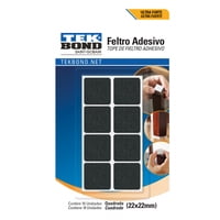 Fieltros Adhesivos Cuadrado 22Mm Negro 16Un. - Tekbond