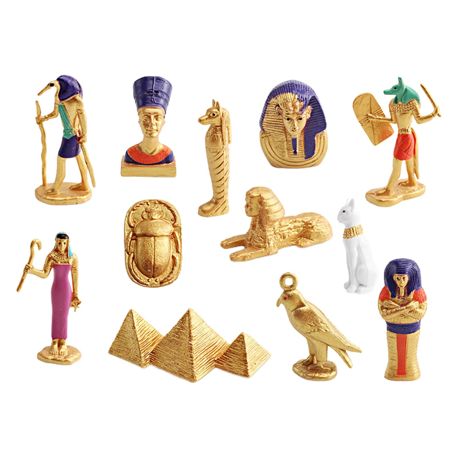 Magideal - 12 Figuras Del Antiguo Egipto, Pirámides, Momias, Juguetes Egipcios, Colecciones, Adornos, Estatuas Egipcias Para Decorar Tartas Y Juegos De Simulació