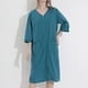 thumbnail image 4 of Bata de baño con cremallera frontal para mujer, bata de casa, camisón de manga 3/4, vestido de estar para mujer, ropa de dormir con bolsillos, 4 of 5