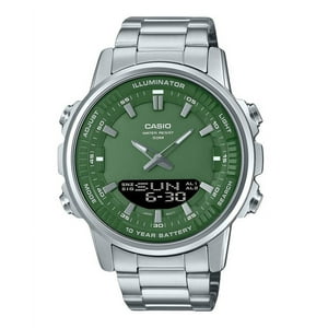 Casio - Reloj Análogo Para Hombre Analog Digital Acero Inoxidable Dial Verde Quartz Amw-880D-3Av
