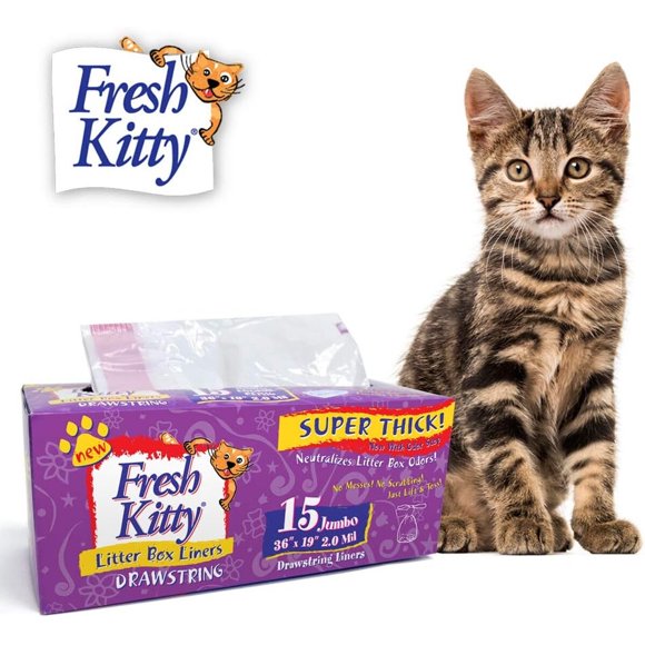 15 bolsas Fresh para caja de arena para gatos, extra gruesas y duraderas