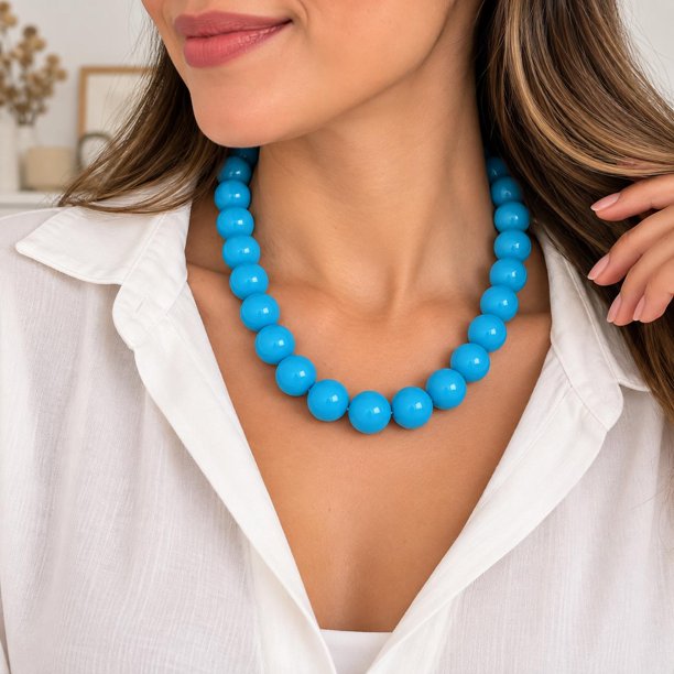 Collar Balloon Chicle Chunky De Cuentas Grandes Unisex azul 22