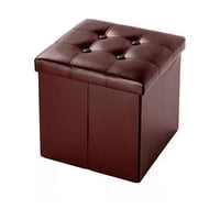 Genérico - Puff Silla Baul Ecocuero Plegable 38X38 Cm Organizador Cafe