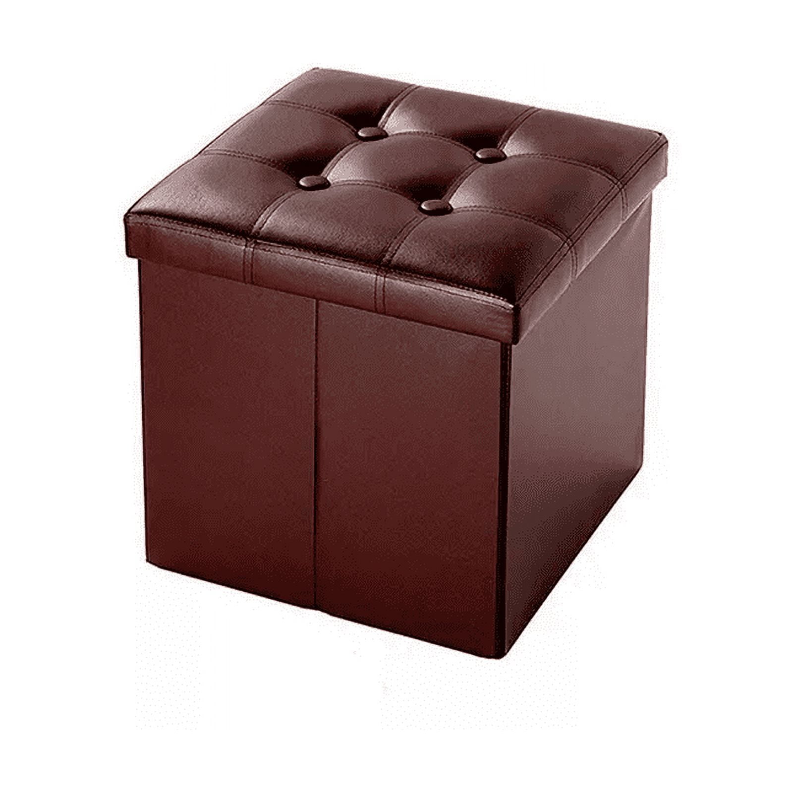 Genérico - Puff Silla Baul Ecocuero Plegable 38x38 Cm Organizador Cafe