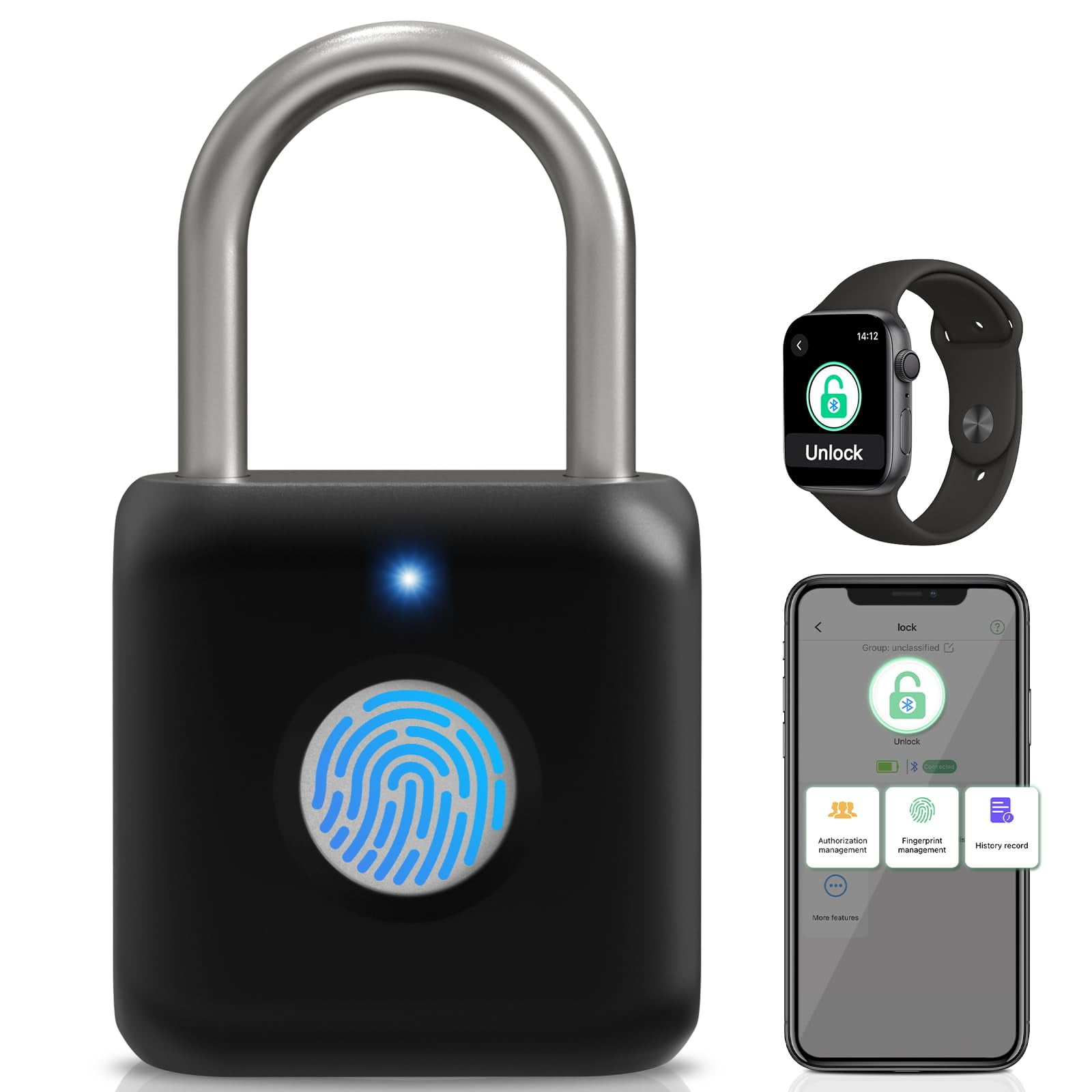 Candado De Huellas Dactilares Pothunder, Candado Inteligente Usb Recargable