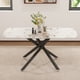 thumbnail image 1 of 63"x35.4" Luxurious White Marble-Patterned Tempered Glass Dining Table.Single Fork Black Metal Table Legs.Tempered Glass Table Top,Black Metal Leg.Make it Adaptable To Various Styles.W1151S03299, 1 of 3