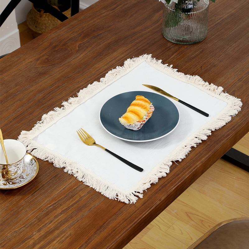 Xmhytop Juego De 4 Manteletes Individuales Texturizados Clásicos, Resistentes A Manchas, Ideal Para Barbacoas Y Mesas De Comedor, Estilo A, 45*30cm, Blanco