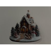 Bothyi - Decoración Navideña De Casa De Nieve Plana 2D De 17 X 19 Cm Para Dormitorio Y Sala De Estar.