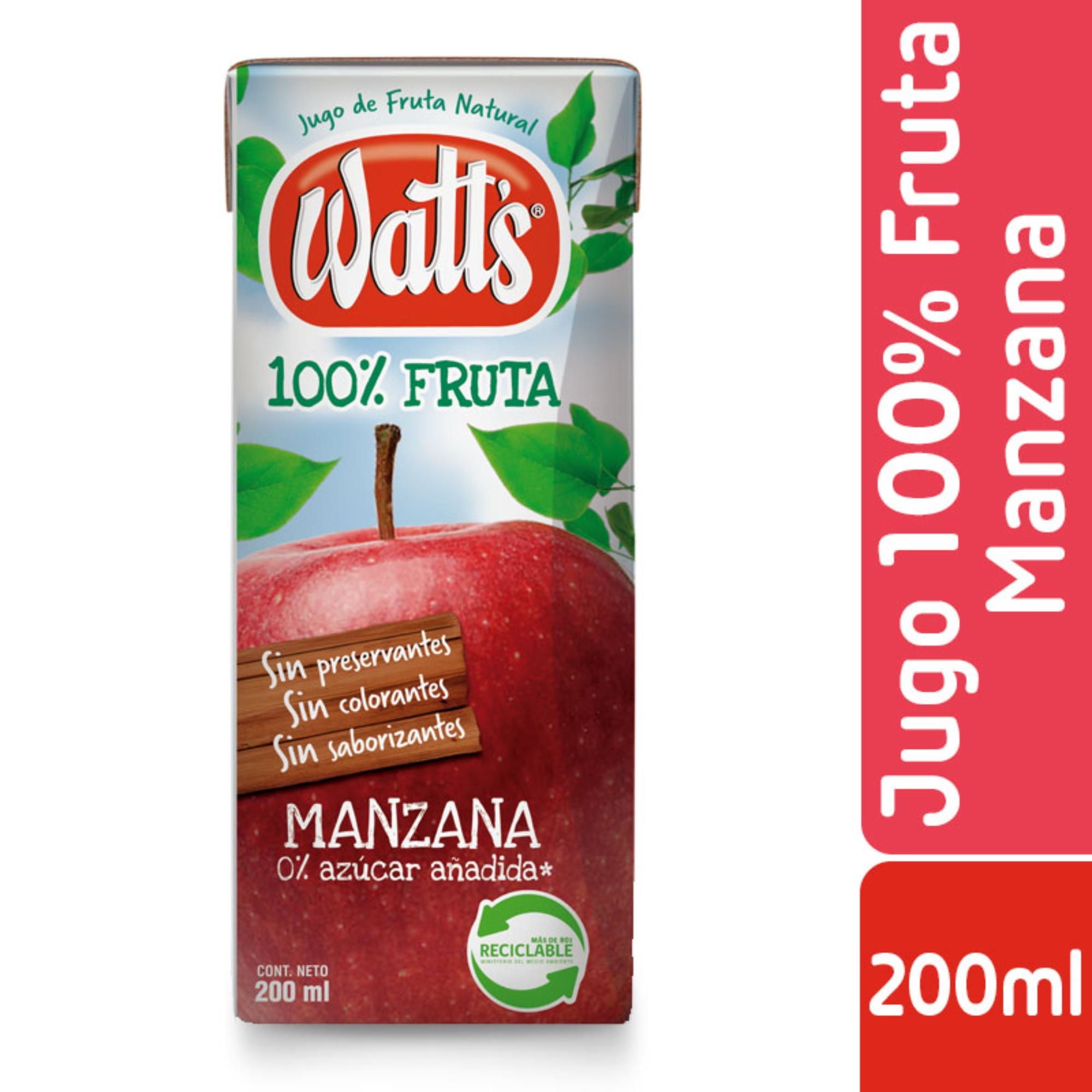 Jugo 100% Fruta Sabor Manzana Caja 200 ml Watts
