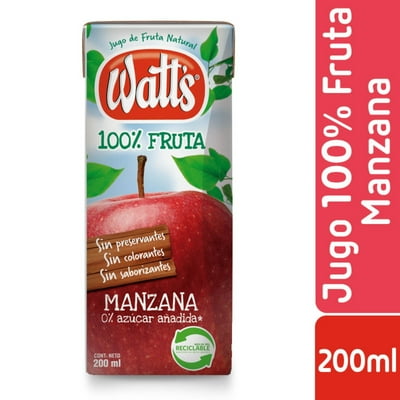 Jugo 100% Fruta Sabor Manzana Caja 200 Ml Watts