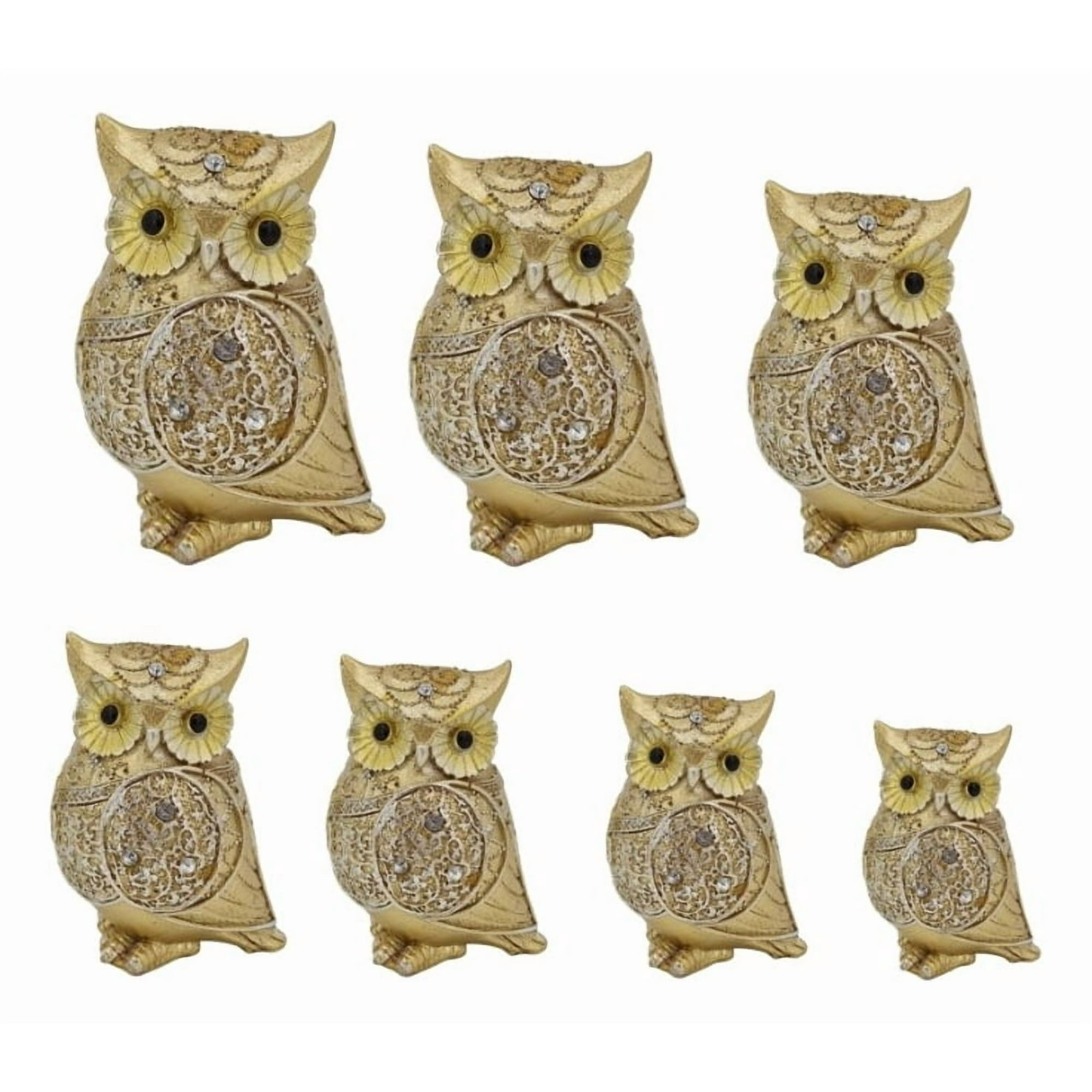 Genérico - Estatua Decorativa Búho Familia Sabiduría 7 Piezas Jhn
