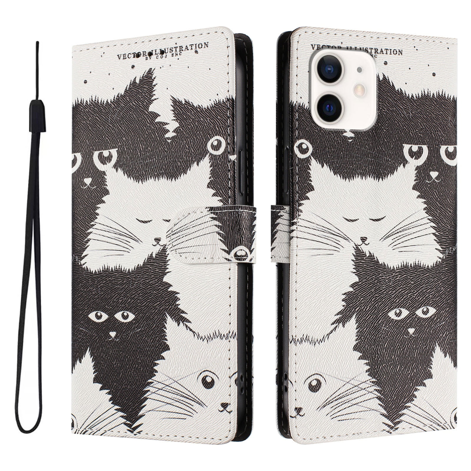 Foxdock Funda Tipo Cartera Para Iphone 12 Mini Con Soporte Y Correa – Diseño De Patrones Lindos