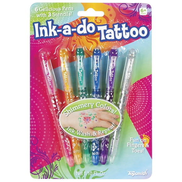 Set de Marcadores de Tatuajes Temporales Toysmith Ink-a-Do 6 Colores Lavables