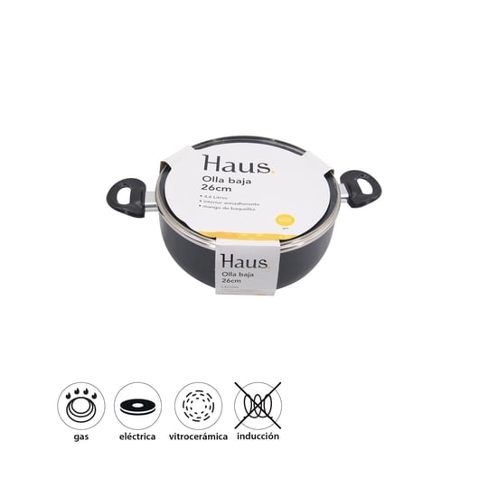 Olla Baja 26cm 4,6l Prensado Antiadherente 1 Pieza 1 Un Haus