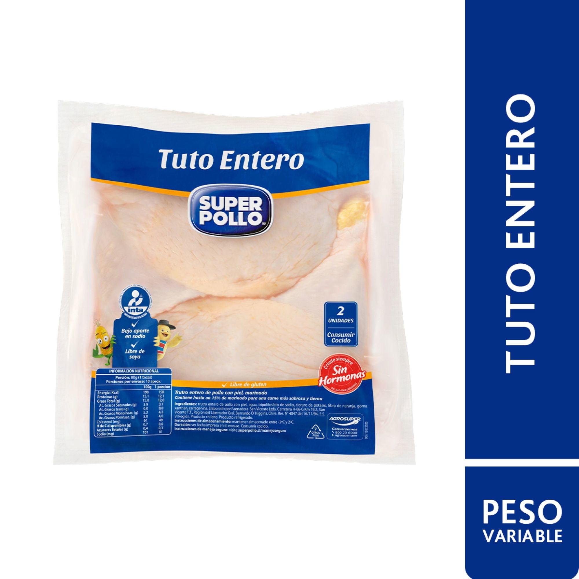 Pollo Trutro Entero Envasado 2 Un 830 g Super Pollo