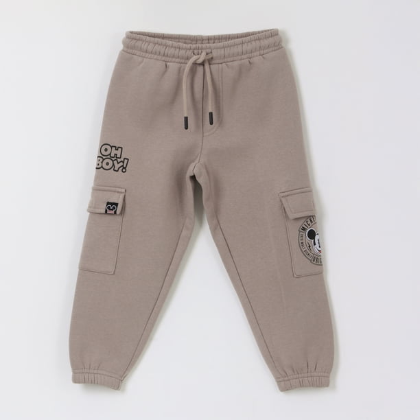 Pantalón de Buzo Niño Bolsillos Laterales Mickey Café Disney
