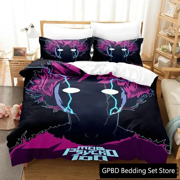 Anime Mob Psycho Bedding Set Duvet Cover Bed Set Quilt Cover Pillowcase Comforter Boys Adult Bedding Set