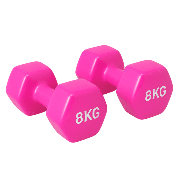Par de Mancuernas 8 kg c/u Total 16 kg Hexagonales de Vinilo