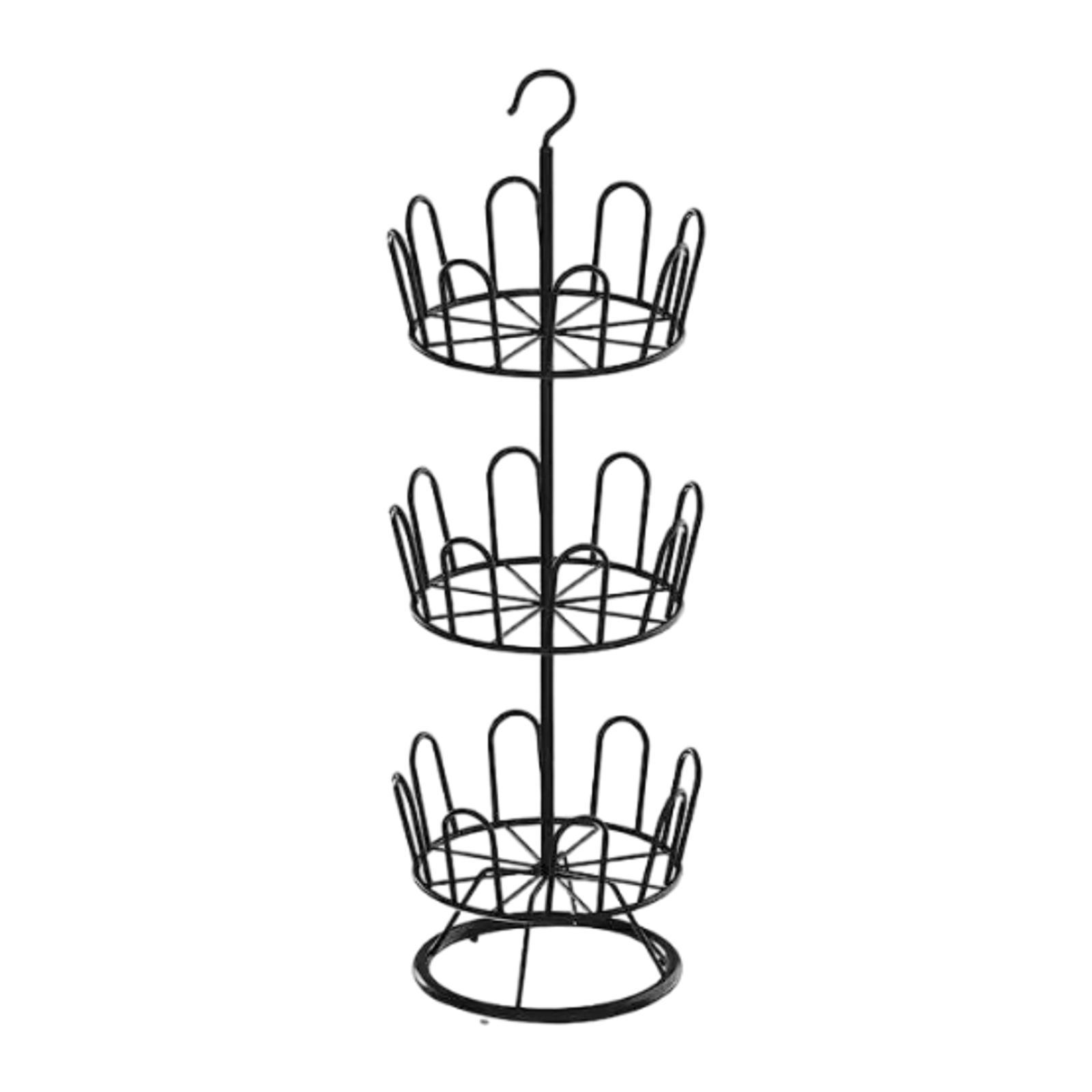 Magideal - Zapatero Giratorio, Organizador De Zapatos Redondo, Herramienta Esencial De Secado De Zapatos, Estante De Metal Moderno Para Árboles Para Balcones Al Negro 3 Niveles.