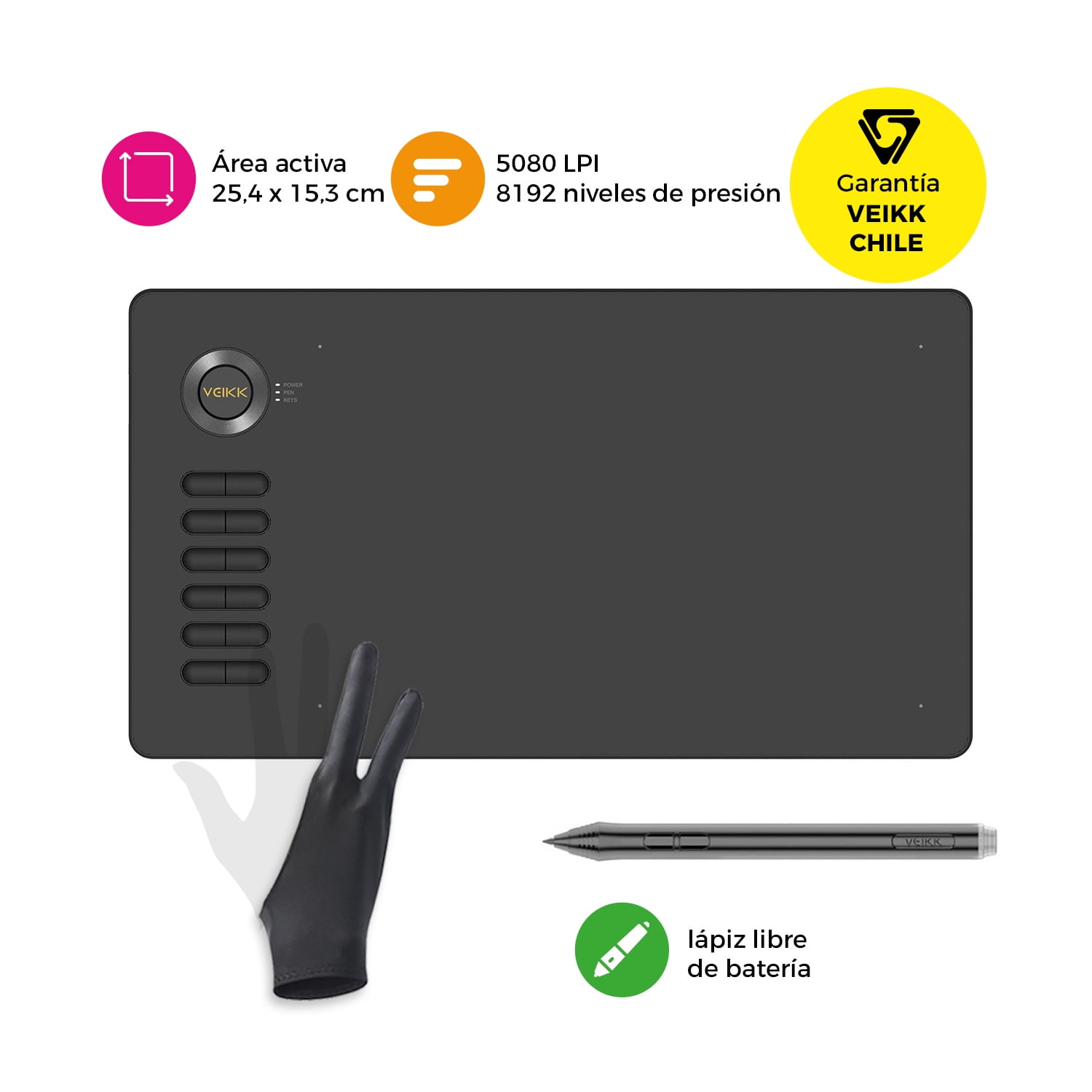 Veikk - Tableta Gráfica Digitalizadora A15 Grey Con Guante
