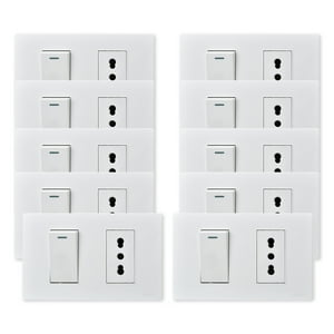 Want - Pack 10 Interruptor 1 912 16A Y Tomacorriente 1 16A - Blanco