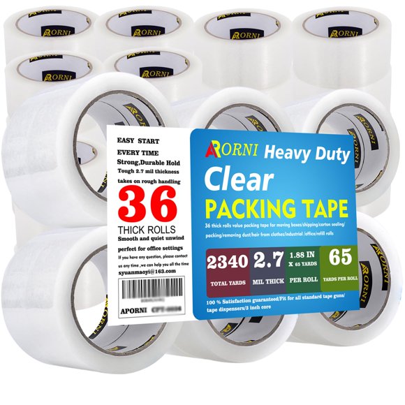 Cinta de embalaje APORNI 36 rollos 48 mm x 65 yd 2,7 mil