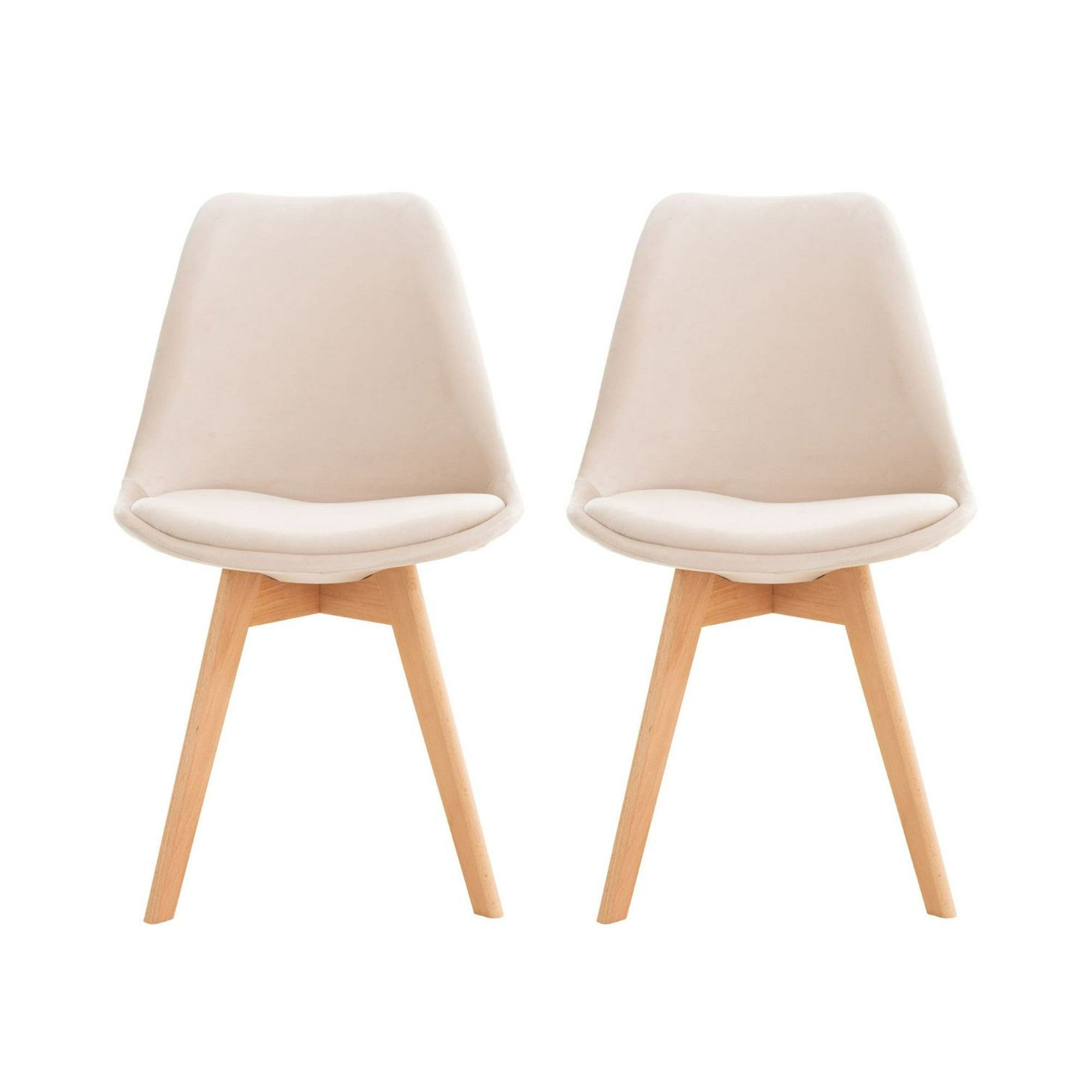 Habita2 Chile - Pack 2 Sillas Para Comedor Tulip Tapiz Lino Base Madera - Beige