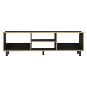 Fmfurniture - Rack Tv 70"" Con 5 Repisas Fm-033N Negro Y Cafe Claro