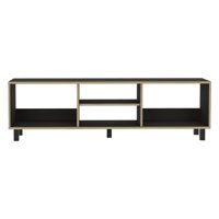 Fmfurniture - Rack Tv 70"" Con 5 Repisas Fm-033N Negro Y Cafe Claro