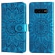 thumbnail image 2 of Funda tipo cartera FOXDOCK para Samsung Galaxy S10 Plus , diseño girasol en relieve, cuero PU, cierre magnético, soporte y tarjetero, 2 of 5