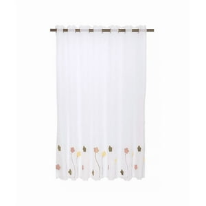 Genérico - Cortina Velo Cocina Jx 120X135 Cm, Petunias Blanca
